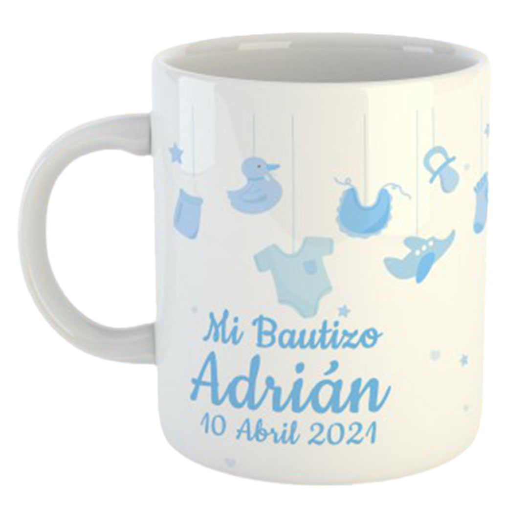 Taza personalizada de bautizo, a elegir entre 10 modelos